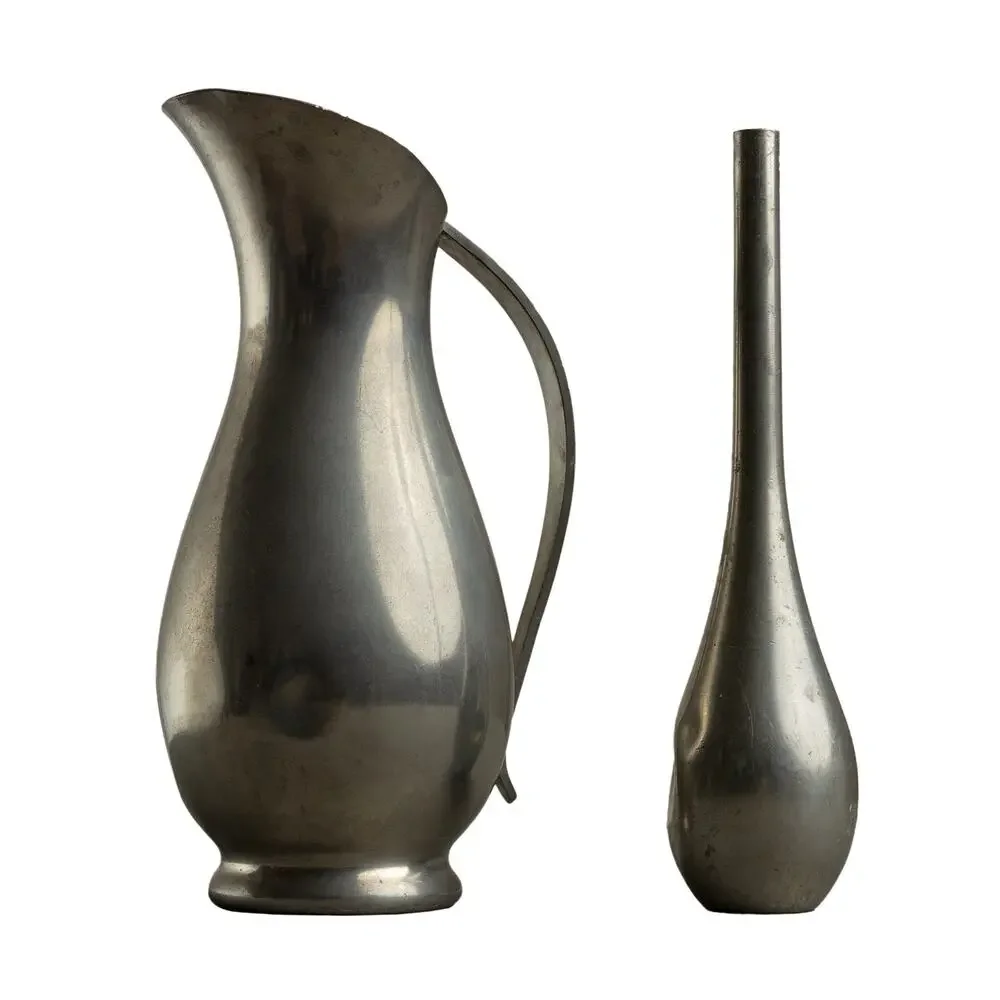 Vintage 60s MCM Royal Holland Pewter Pitcher And Bud Vase Lot